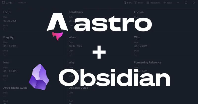 Astro 和 Obsidian 标志垂直堆叠，中间有一个"+"（加号）。